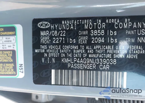 2022 Hyundai Elantra Limited from USA, damaged, VIN KMHLP4AG9NU339038